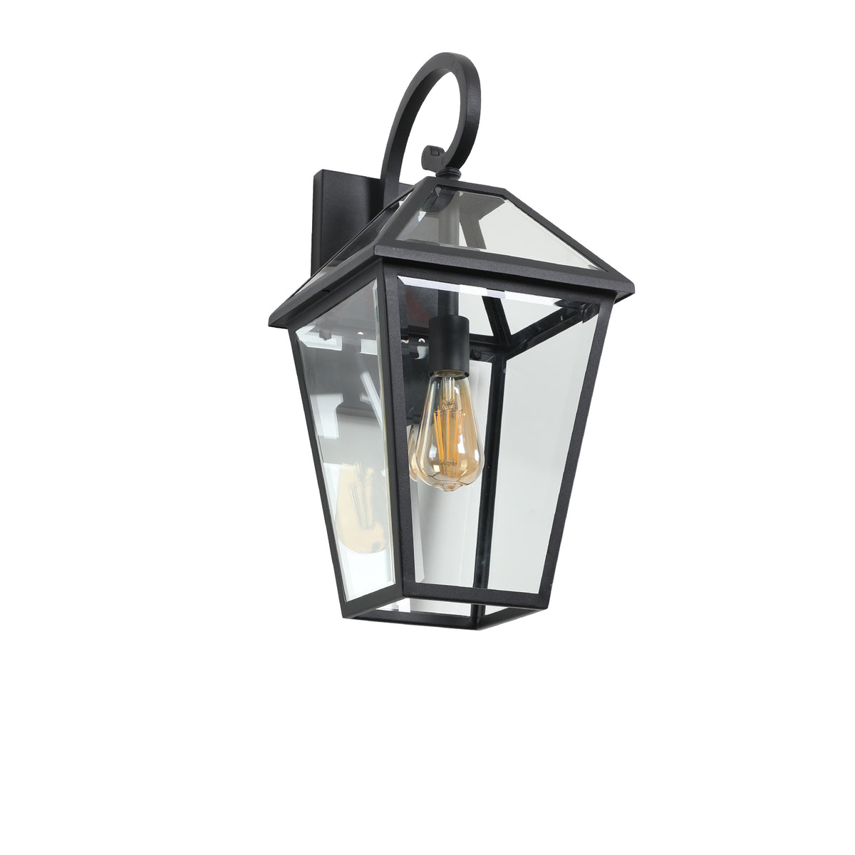 Modern 21" Outdoor Wall Lantern with Clear Glass, Black