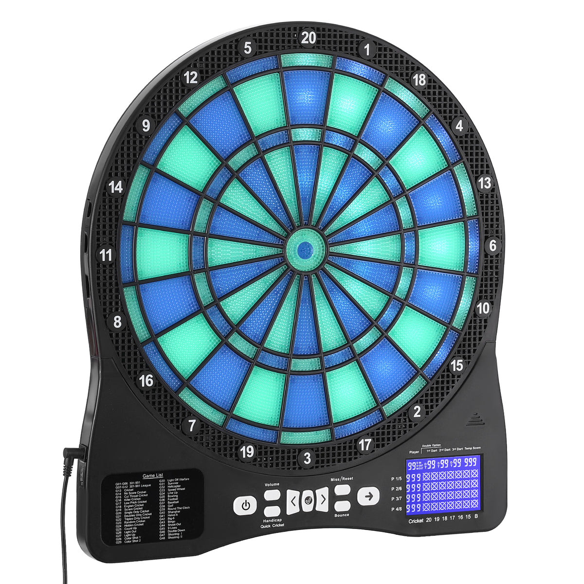 Feature-Packed Electronic Dartboard with LED Target, 48 Games & 8-Player Mode