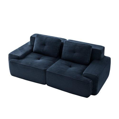 Oversized 6-Seater V-Shaped Corduroy Sectional with Dual Movable Ottomans