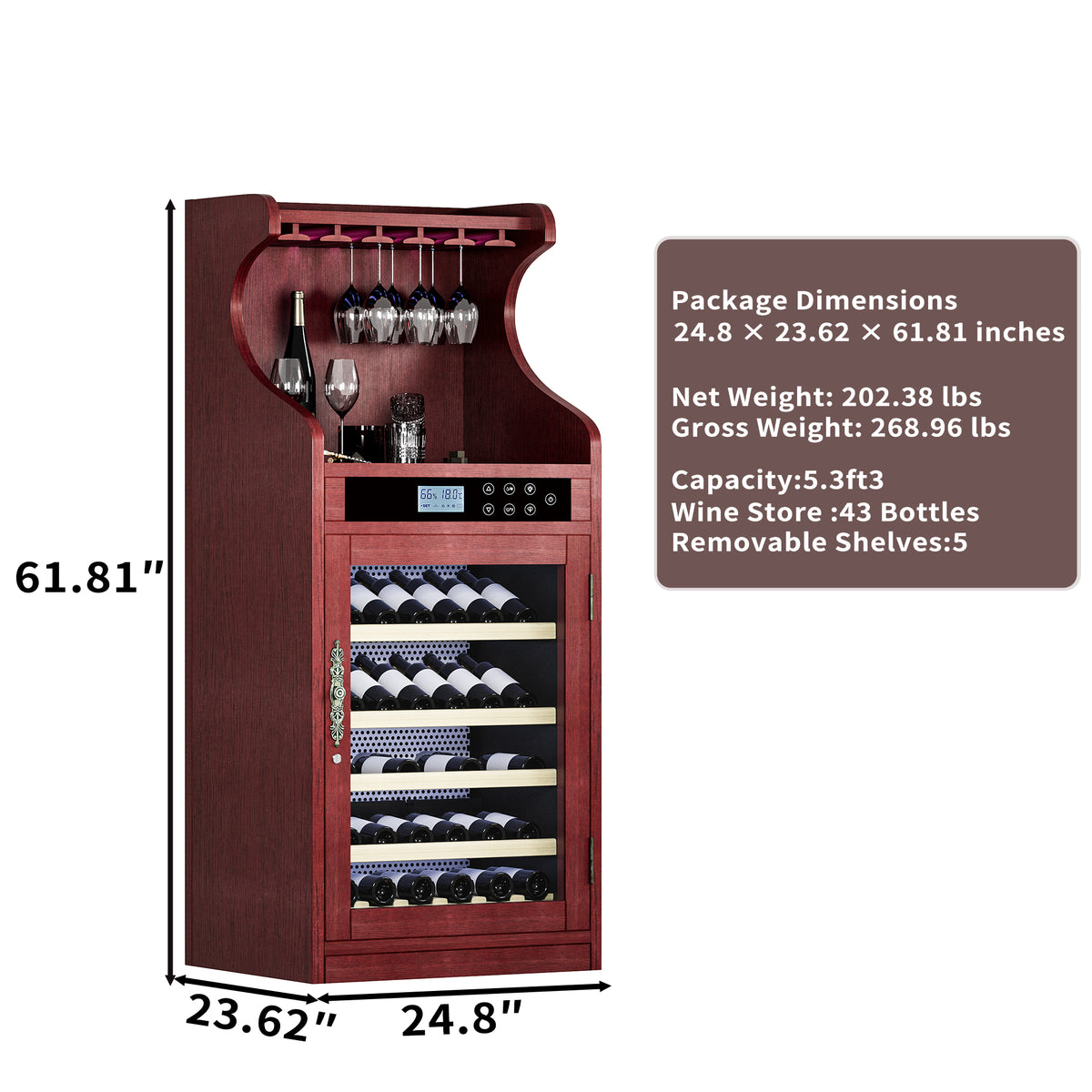 Connoisseur Wine Cooler Cabinet with 50–70% Humidity Control & Low-Noise Operation