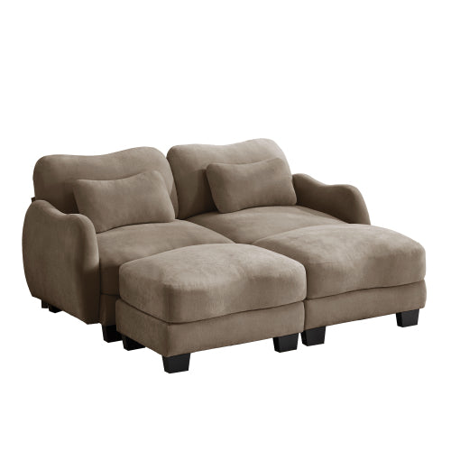 Oversized U-Shaped Chenille Sectional with Dual Movable Ottomans