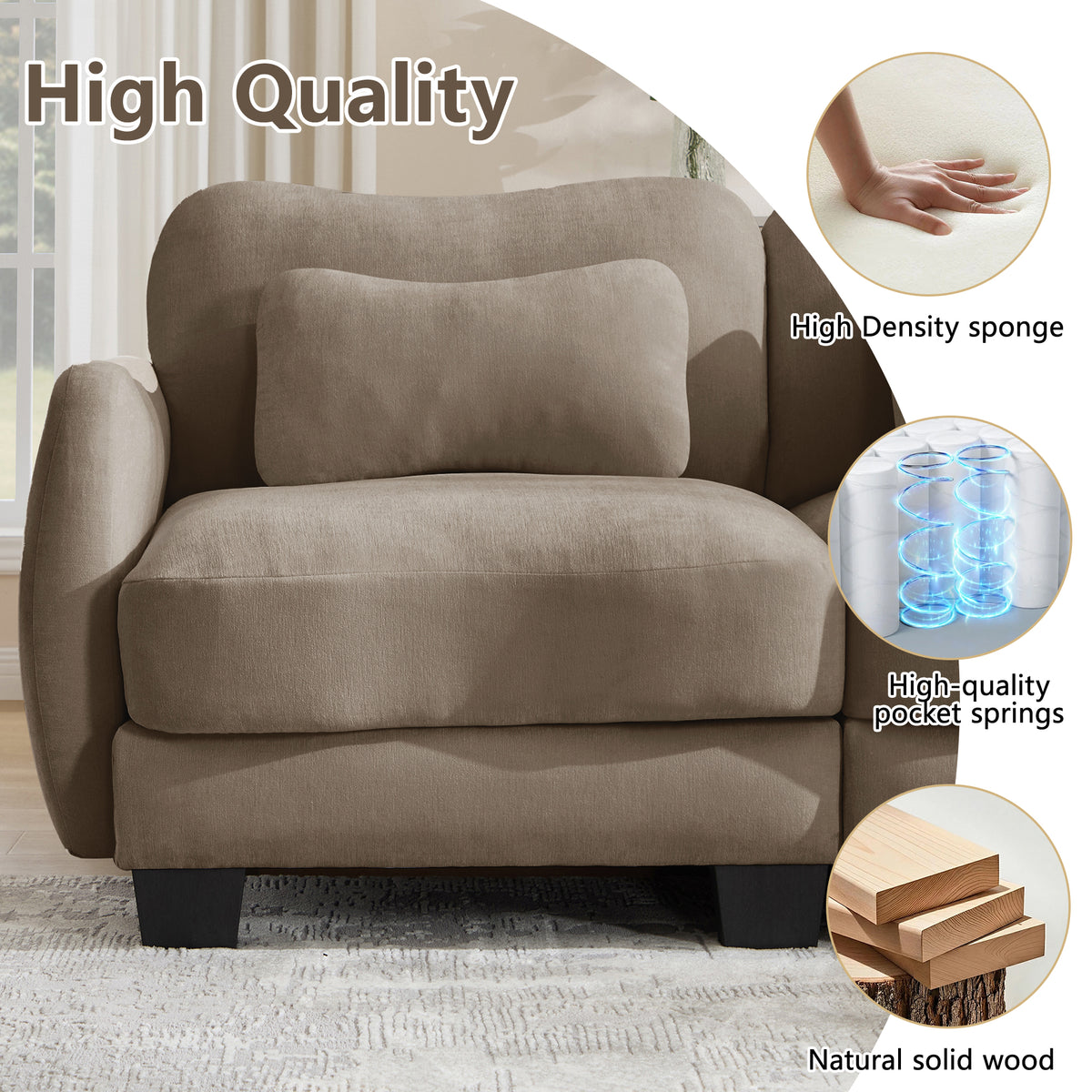 Oversized U-Shaped Chenille Sectional with Dual Movable Ottomans