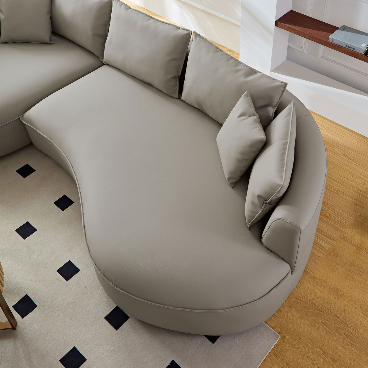 Sleek 5-Seat Curved Sectional Sofa with Luxe Eco-Leather