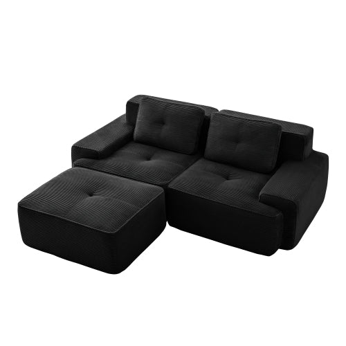 Oversized 6-Seater V-Shaped Corduroy Sectional with Dual Movable Ottomans