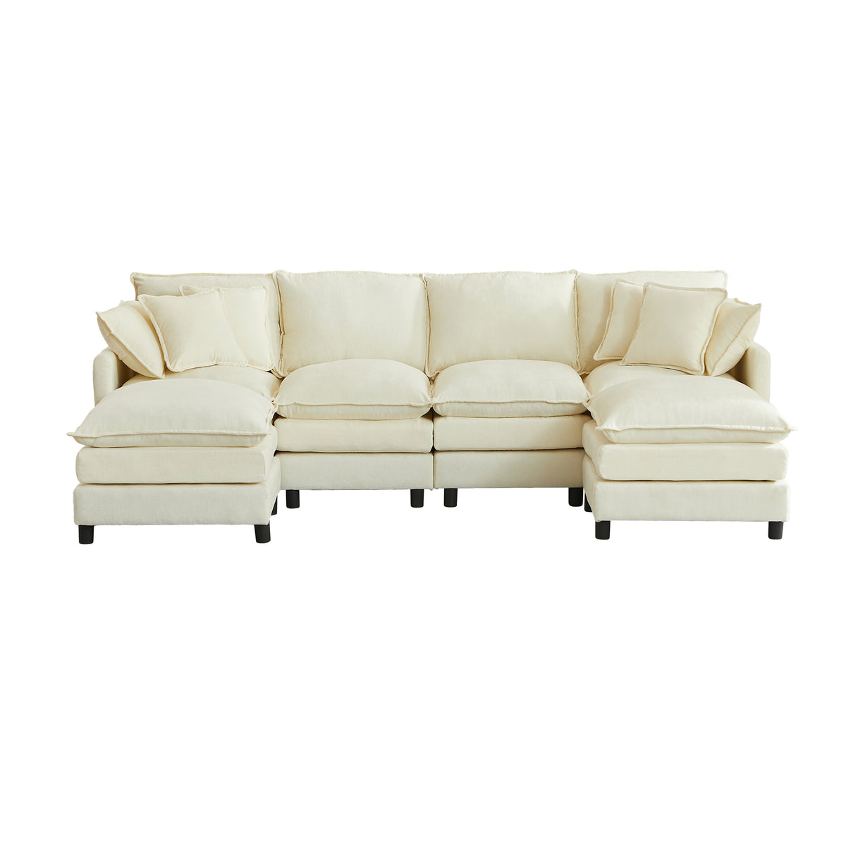 Spacious 106" U-Shaped Cloud Modular Sectional with Movable Ottoman