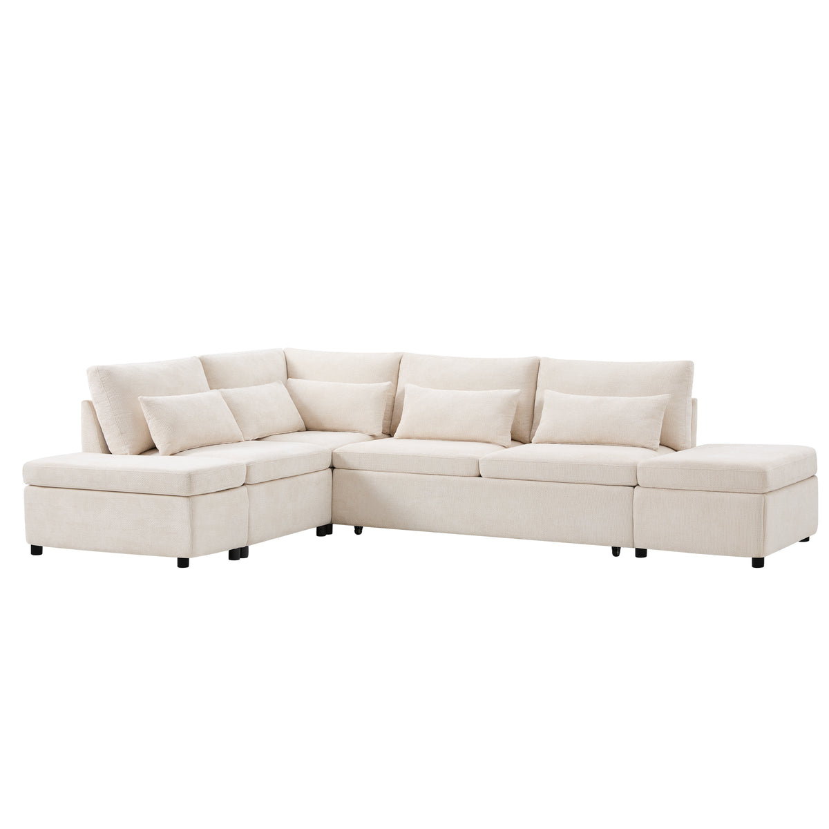 Versatile 107" L-Shaped Sleeper Sectional with Storage Ottoman & Fast Charging