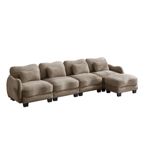 Oversized U-Shaped Chenille Sectional with Dual Movable Ottomans