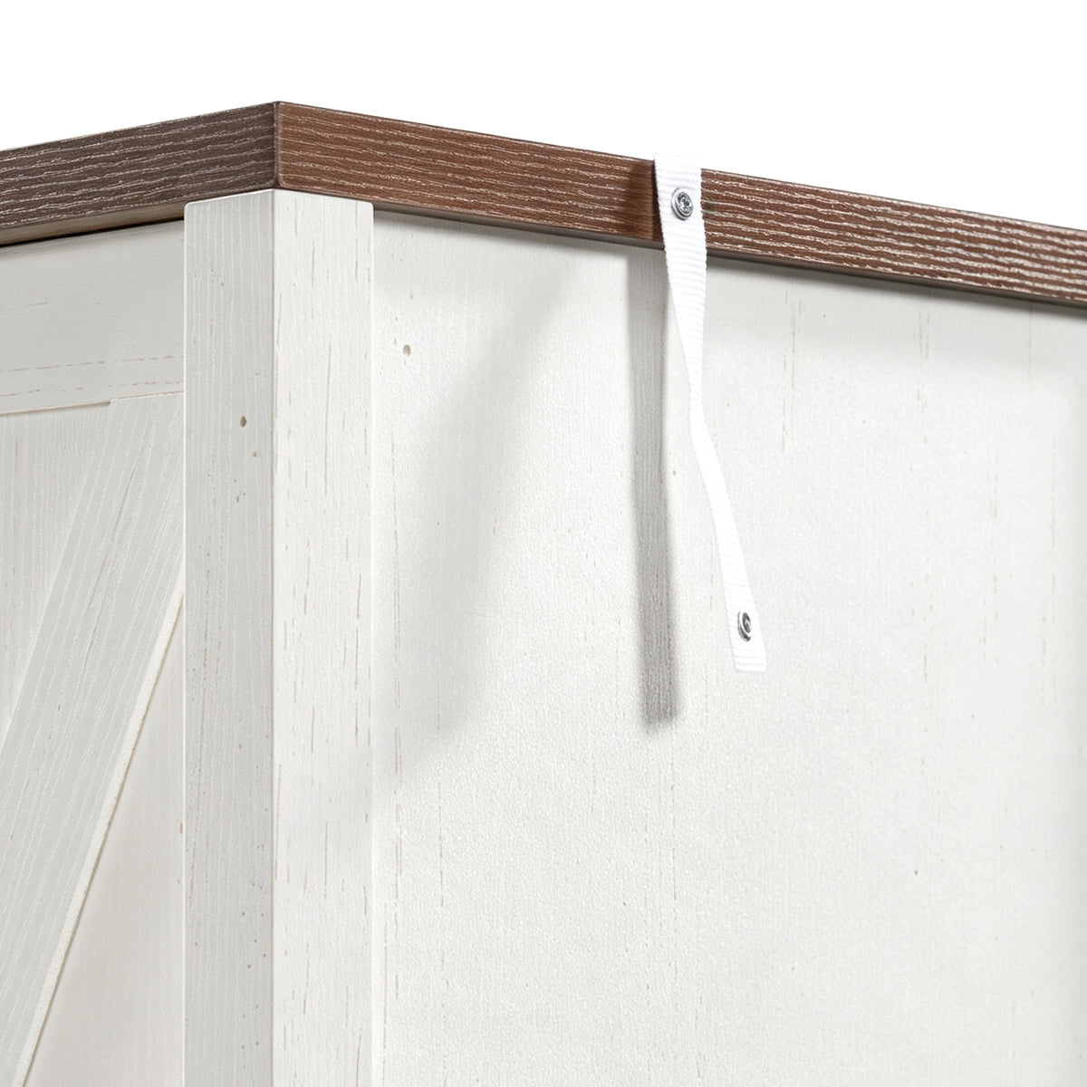 53.2" Farmhouse Fridge Cabinet Cabinet with Power Outlet, White
