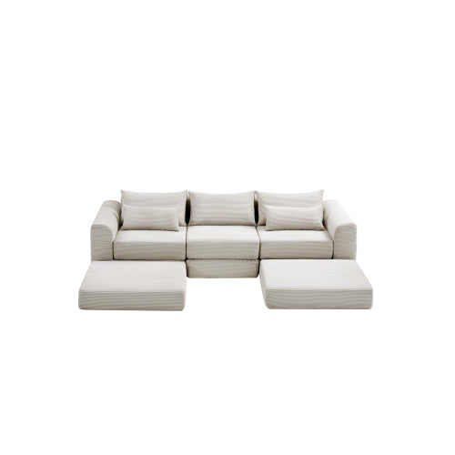 Cozy 100" L-Shaped Modular Floor Sectional with 5 Plush Pillows