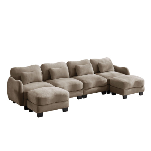 Oversized U-Shaped Chenille Sectional with Dual Movable Ottomans