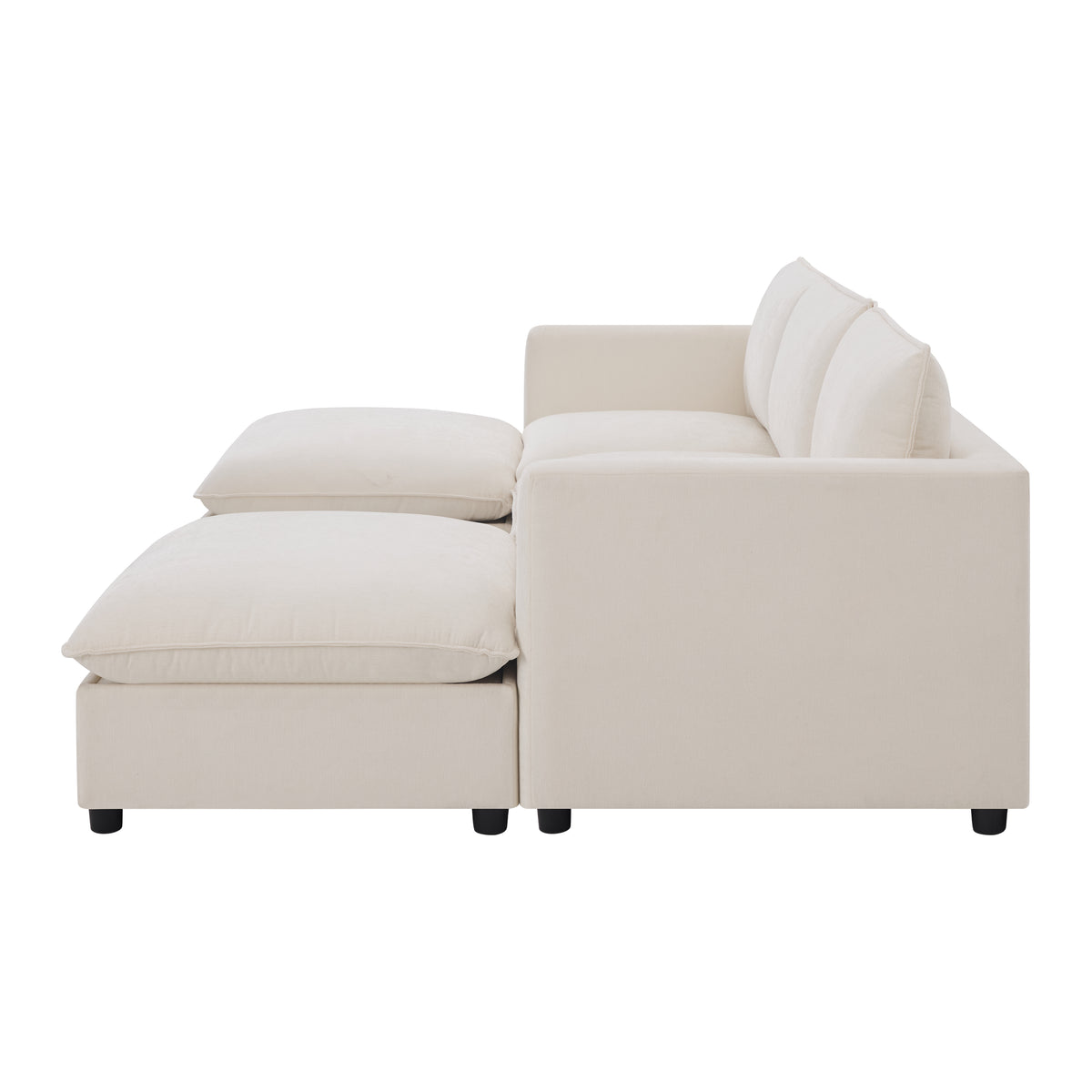 Versatile 98" U-Shaped Cloud Sectional with Storage Ottoman, Charging & Cup Holders