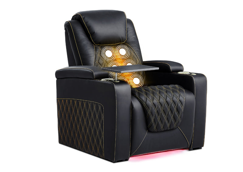 Weilianda Chic Massage Series Single Modern Theater Seating | Top-Grain Leather Recliner