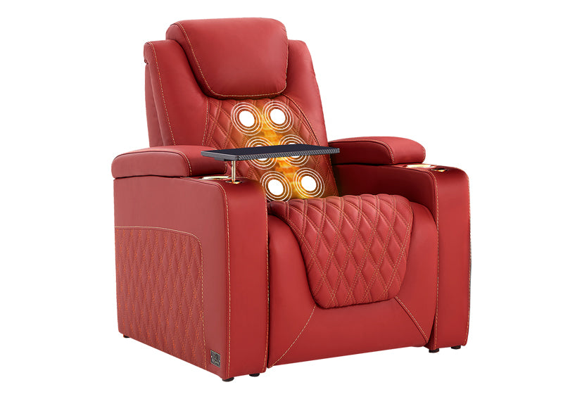 Weilianda Chic Massage Series Single Modern Theater Seating | Top-Grain Leather Recliner