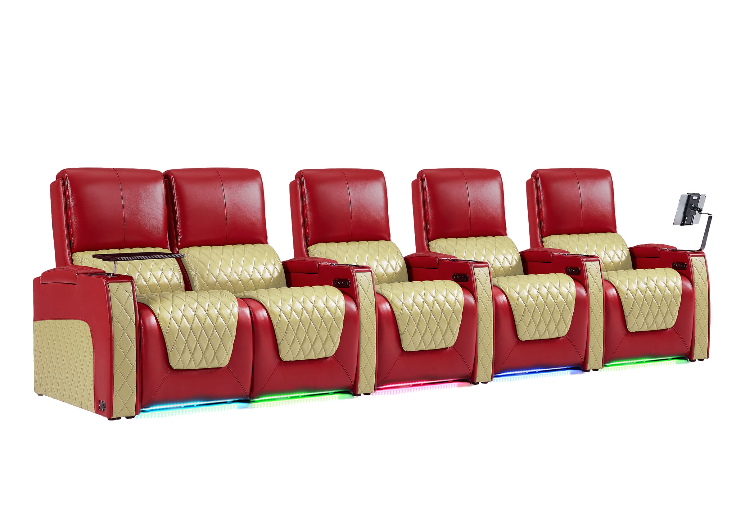 Weilianda AstroUltra Series Red Custom Dual-Tone Power Recliner with Zero Gravity Seating 5-Seater