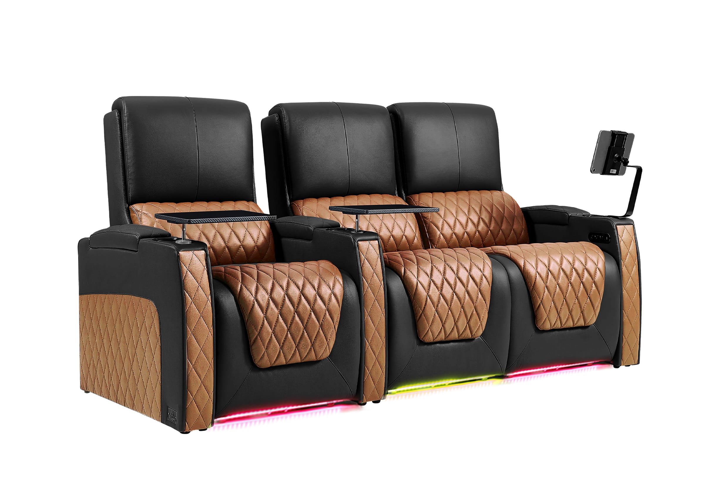 Weilianda AstroUltra Series Black Custom Dual-Color Genuine Leather Recliner with Zero Gravity Couch 3 Seats