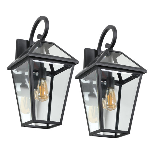 Modern 21" Outdoor Wall Lantern with Clear Glass, Black