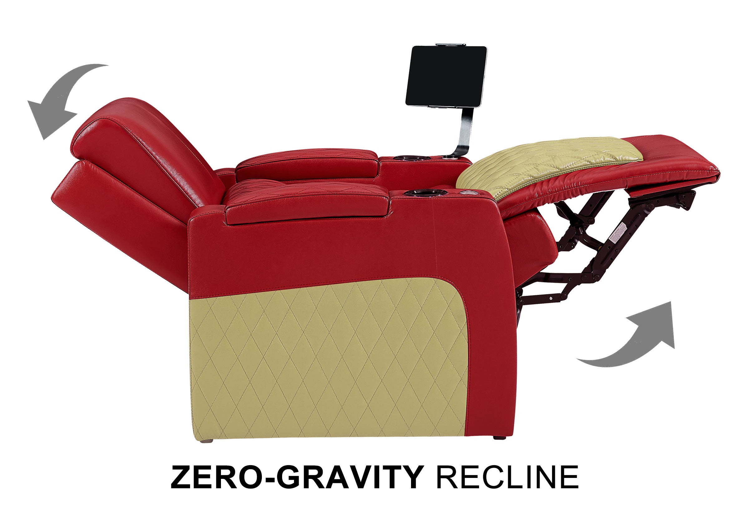 Weilianda AstroUltra Series Red Custom Dual-Tone Home Theater Loveseat Recliner with 7-Color LED Lighting