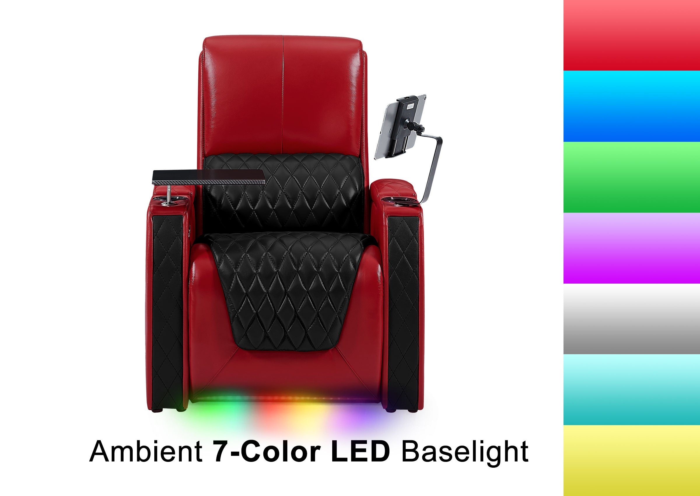 Weilianda AstroUltra Series Red Custom Dual-Tone Home Theater Loveseat Recliner with 7-Color LED Lighting