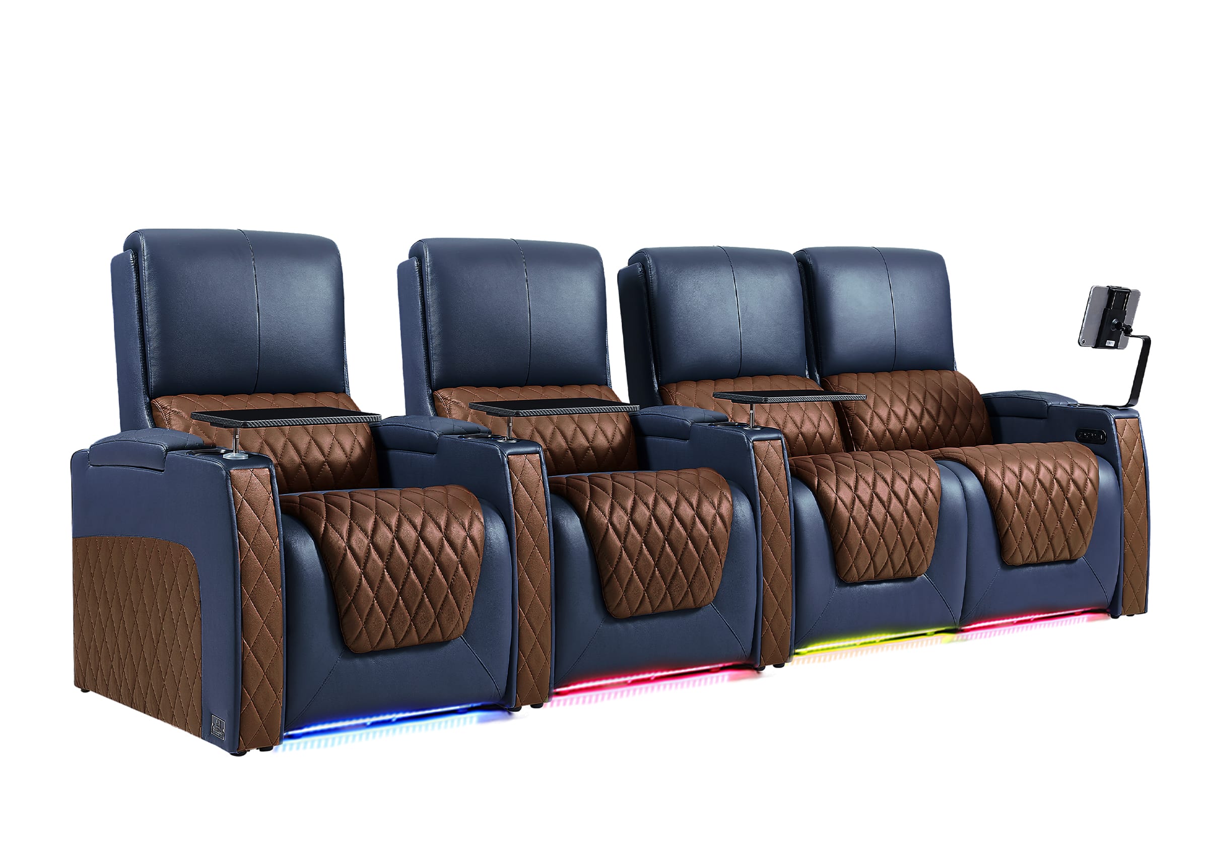 Weilianda AstroUltra Series Blue Custom Two-Tone 4-Seat Modern Recliner Chair with USB Ports