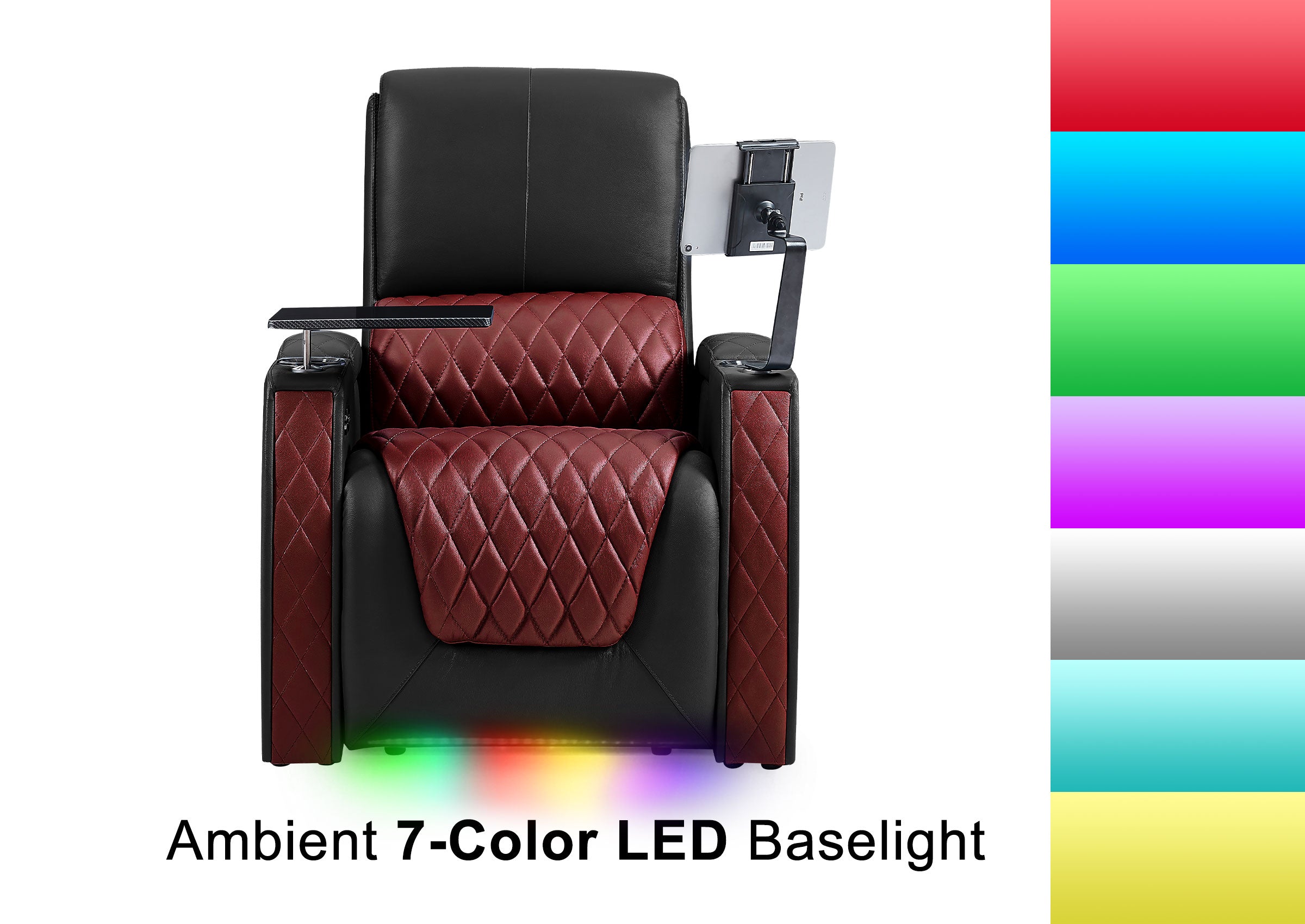 Weilianda AstroUltra Series Black Custom Dual-Color 2-Seat Home Cinema Sofa with Adjustable Headrest & Footrest