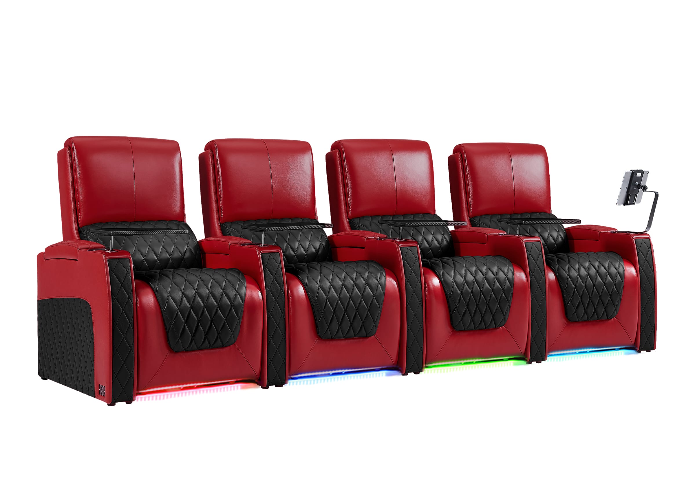 Weilianda AstroUltra Series Red Custom Two-Tone 4-Seat Genuine Sofa with USB Charging