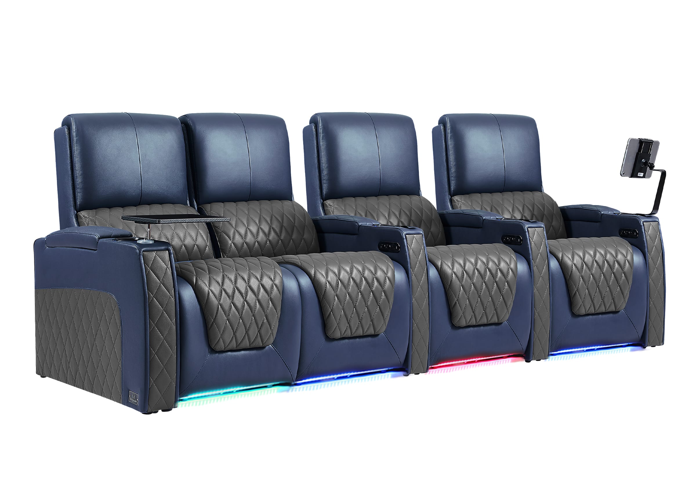 Weilianda AstroUltra Series Blue Custom Two-Tone 4-Seat Modern Recliner Chair with USB Ports