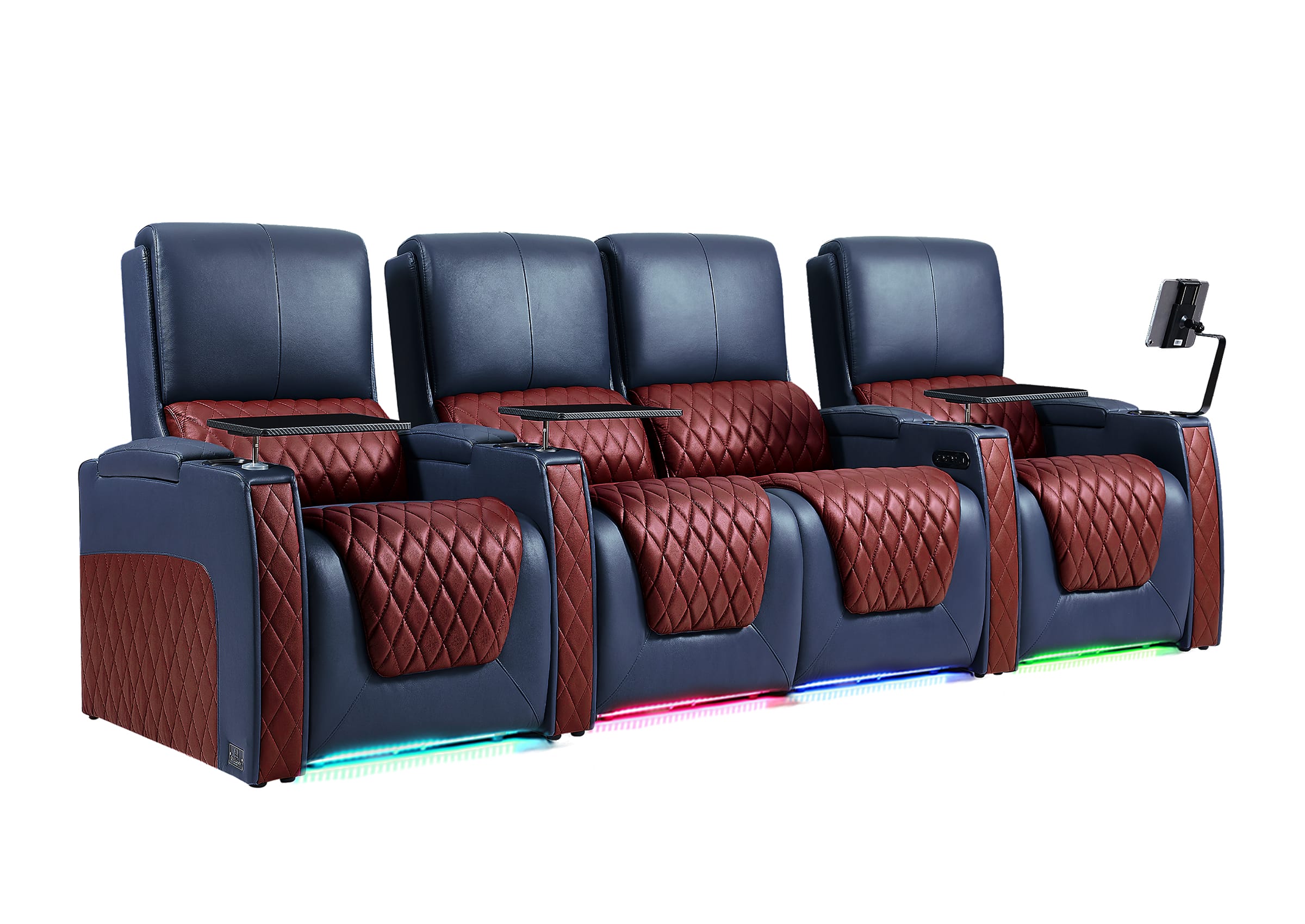Weilianda AstroUltra Series Blue Custom Two-Tone 4-Seat Modern Recliner Chair with USB Ports