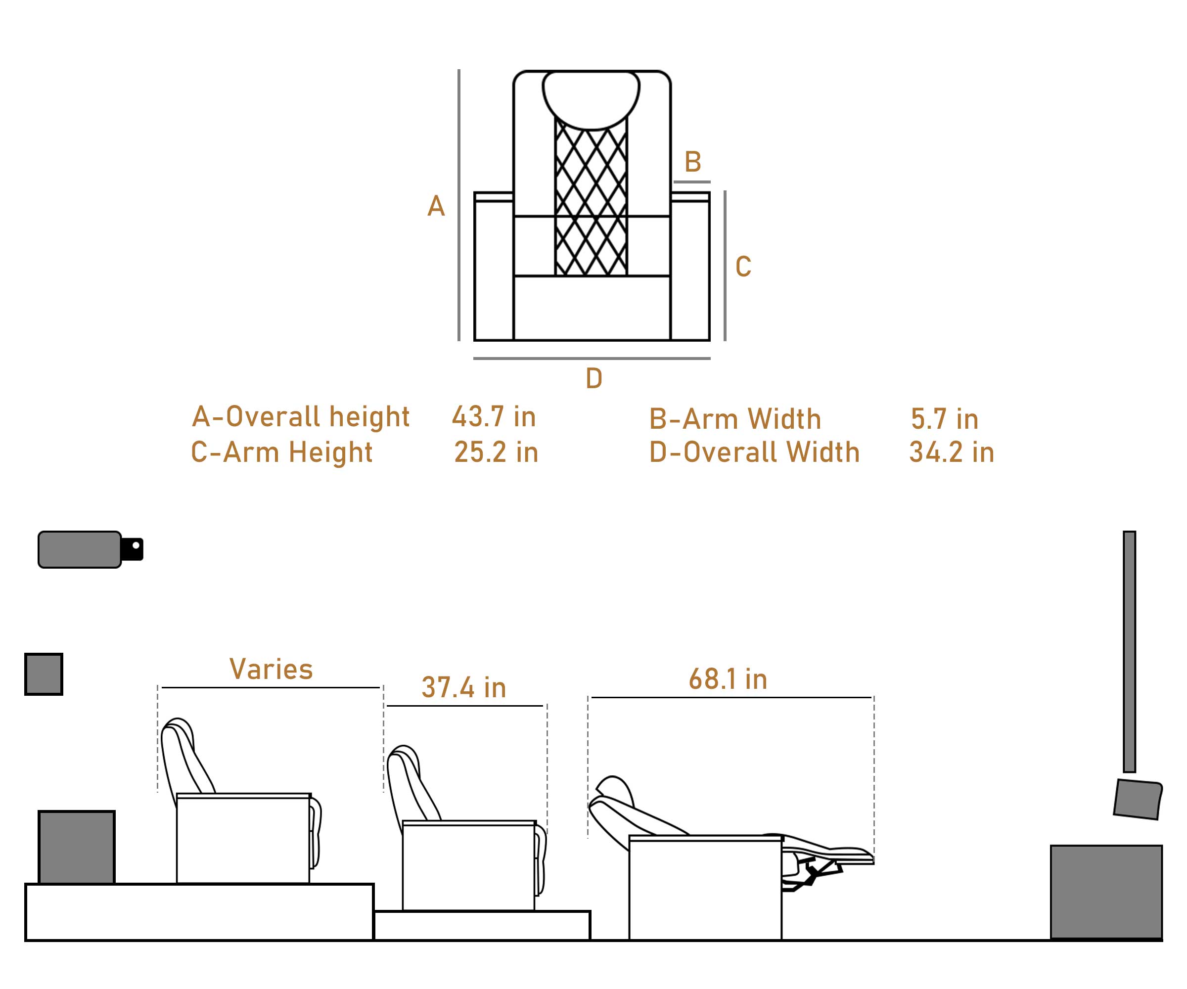 5-Seat Recliner with Power Lumbar, Zero Gravity & LEDs