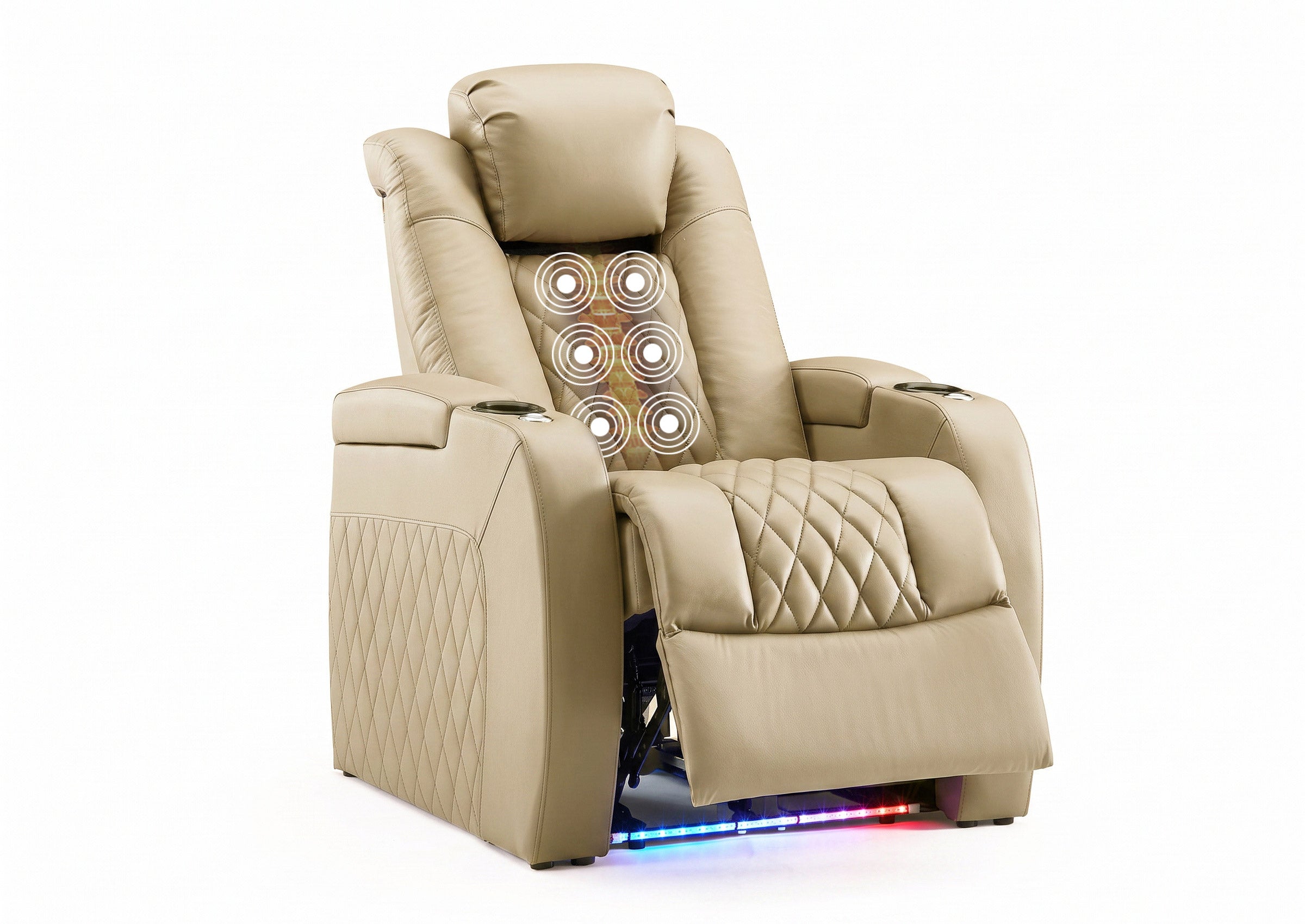 Weilianda FortLux Massage Series Custom Single Home Theater Recliner | Lumbar Massage, Top-Grain Leather, Zero Gravity, Power Headrest