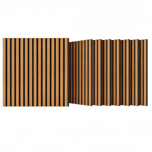 Acoustic Wood Slat Wall Panels, 4-Pack Sound-Absorbing Panels with Adhesive, Matte Black