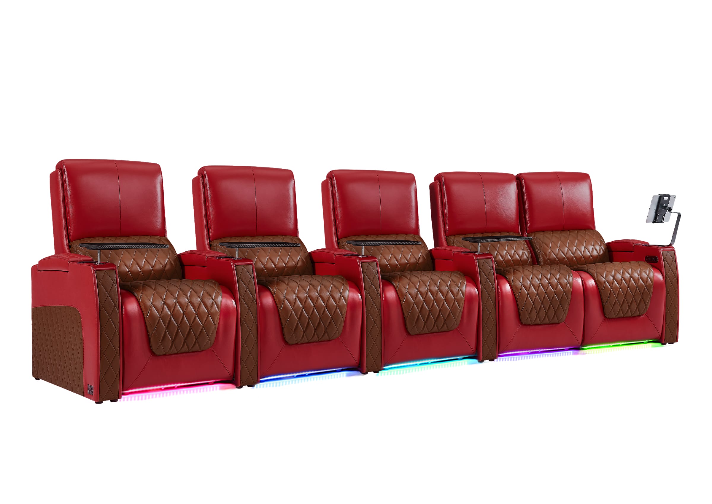 Weilianda AstroUltra Series Red Custom Dual-Tone Power Recliner with Zero Gravity Seating 5-Seater