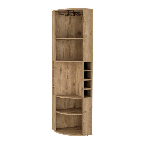 Space-Saving Corner Bar Cabinet with Wine Rack & Cup Hanger, Black