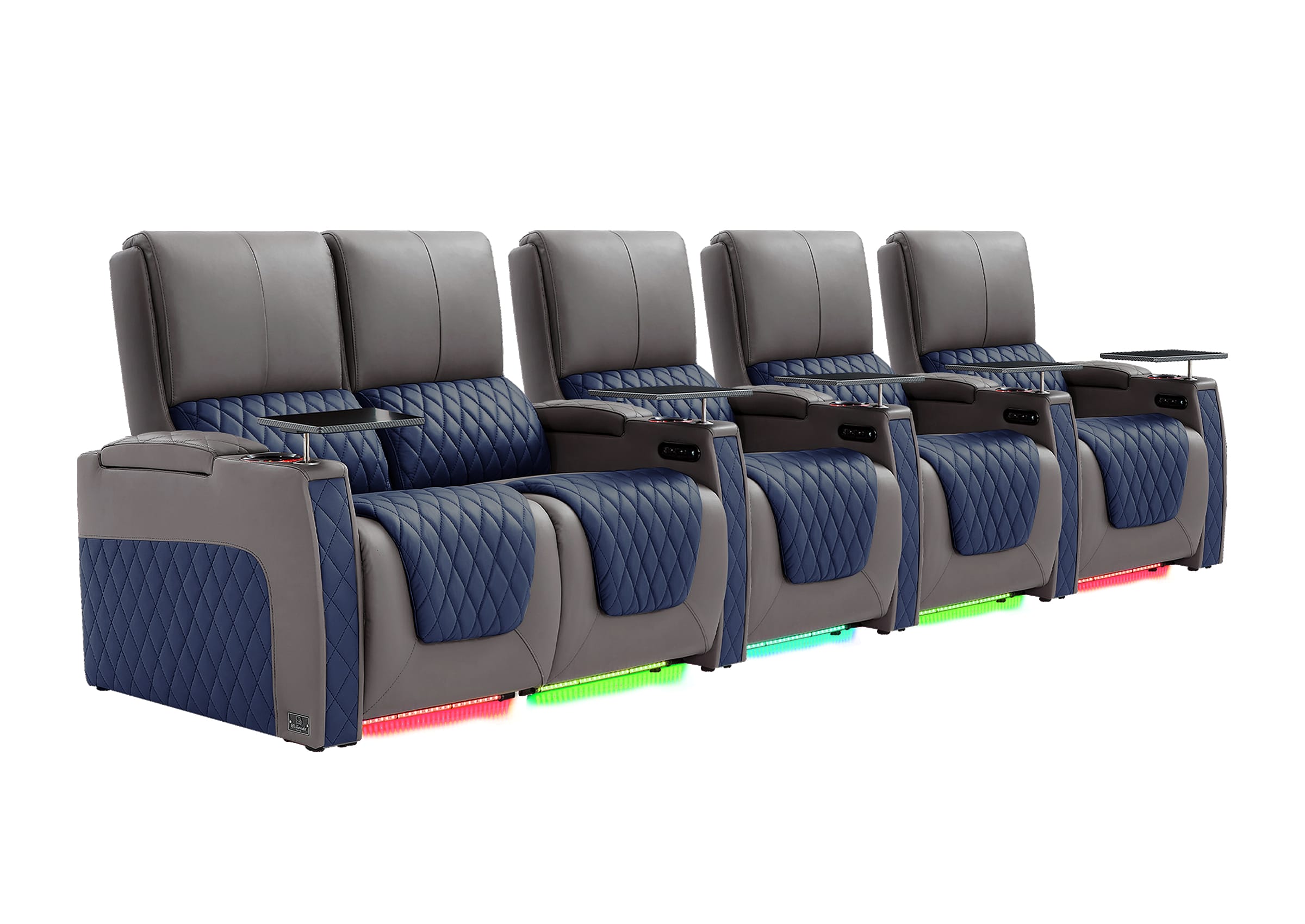 Weilianda AstroUltra Series Grey Custom Dual-Tone Modern Theater Seating with USB Charging 5-Seater