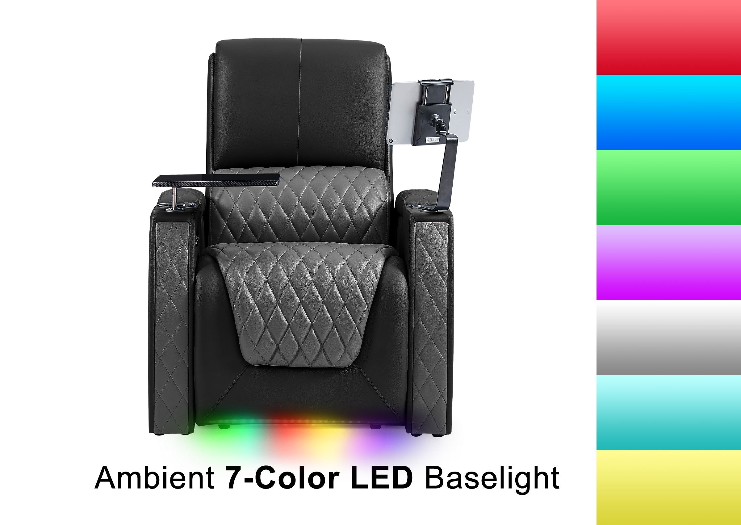 Weilianda AstroUltra Series Black Custom Dual-Color 2-Seat Home Cinema Sofa with Adjustable Headrest & Footrest