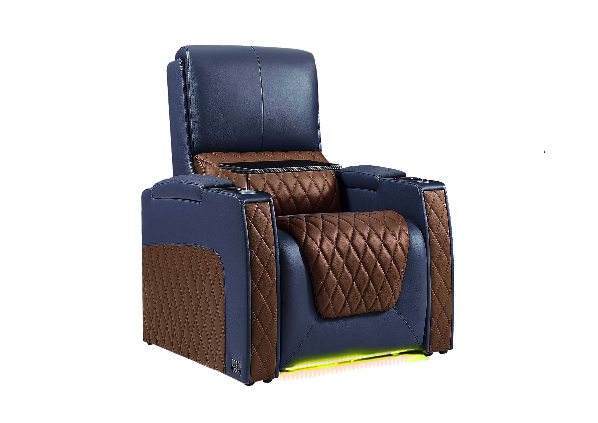Weilianda AstroUltra Series Blue Custom Dual-Tone Single Top-Grain Leather Sofa with Multi-Color Lighting
