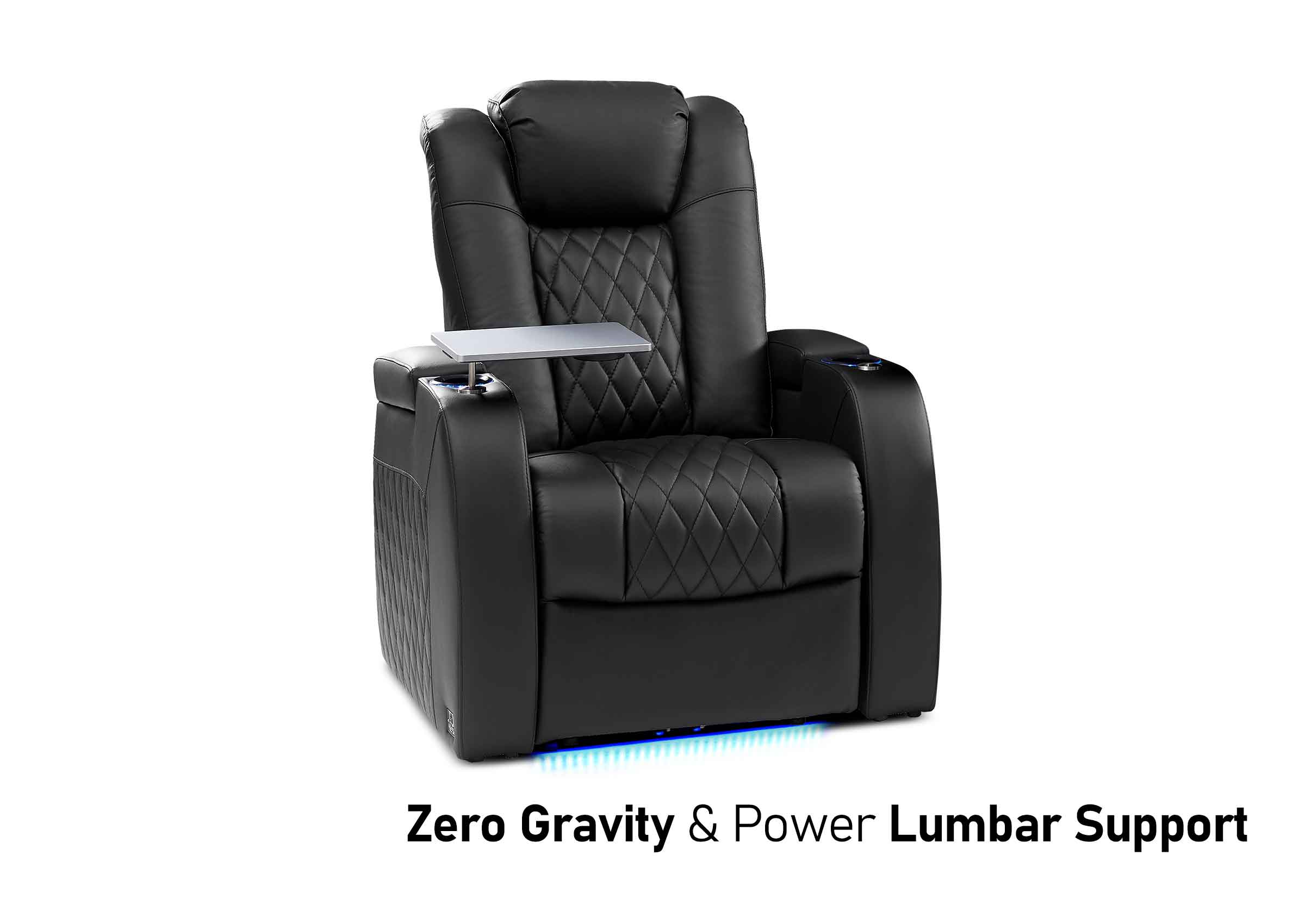 Weilianda Luxury Series Power Recliner Single Seat with Built-In Lumbar Support for Media Room | Zero Gravity & 7-color LED
