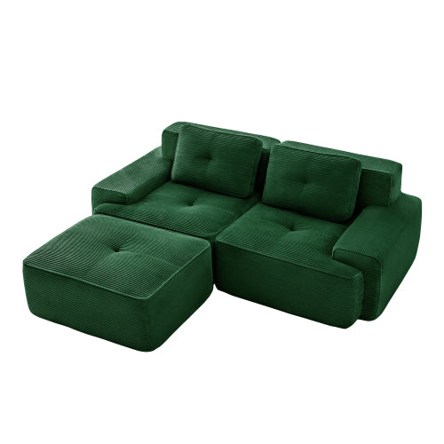 Oversized 6-Seater V-Shaped Corduroy Sectional with Dual Movable Ottomans