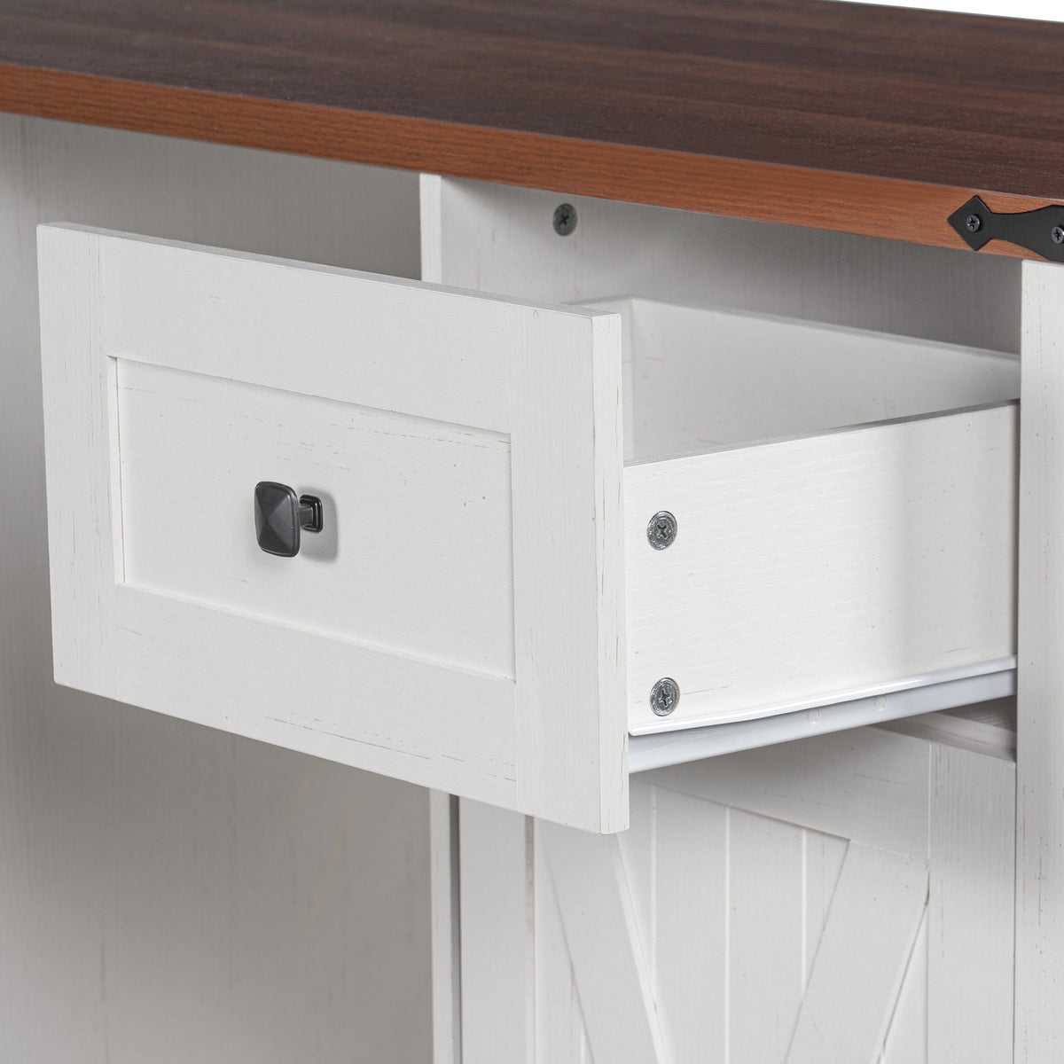 53.2" Farmhouse Fridge Cabinet Cabinet with Power Outlet, White