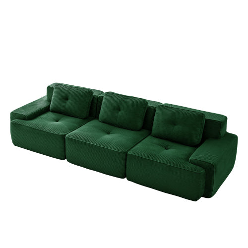 Oversized 6-Seater V-Shaped Corduroy Sectional with Dual Movable Ottomans