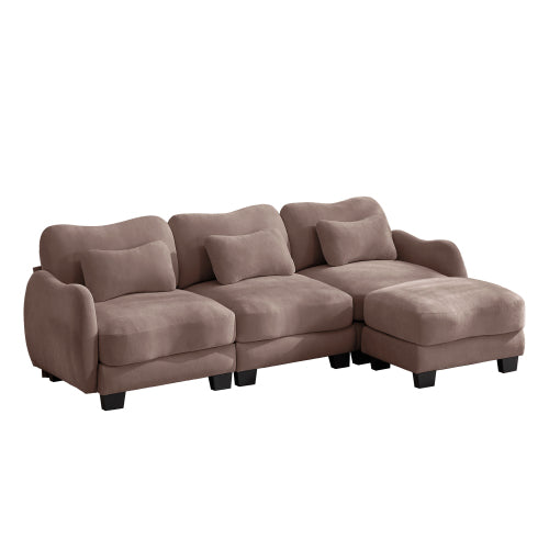 Oversized U-Shaped Chenille Sectional with Dual Movable Ottomans