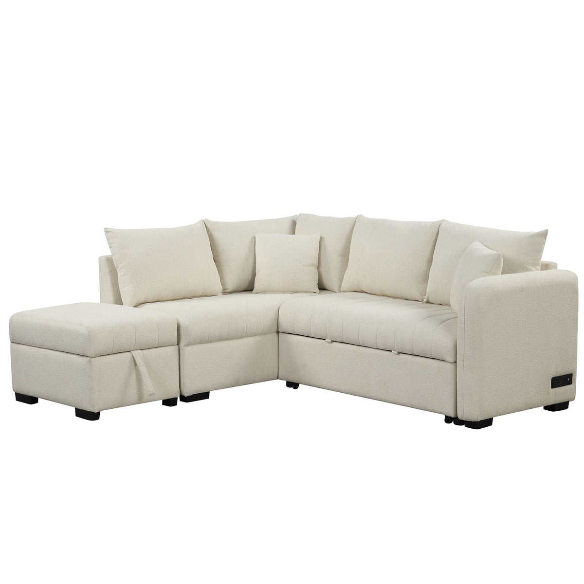 Versatile U-Style Sleeper Sectional with Storage, USB Port & Dual Cup Holders