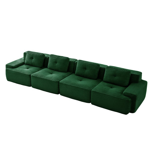 Oversized 6-Seater V-Shaped Corduroy Sectional with Dual Movable Ottomans