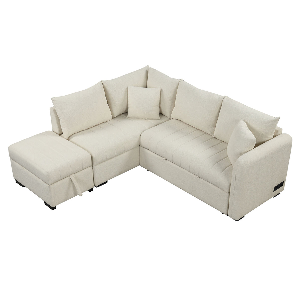 Versatile U-Style Sleeper Sectional with Storage, USB Port & Dual Cup Holders