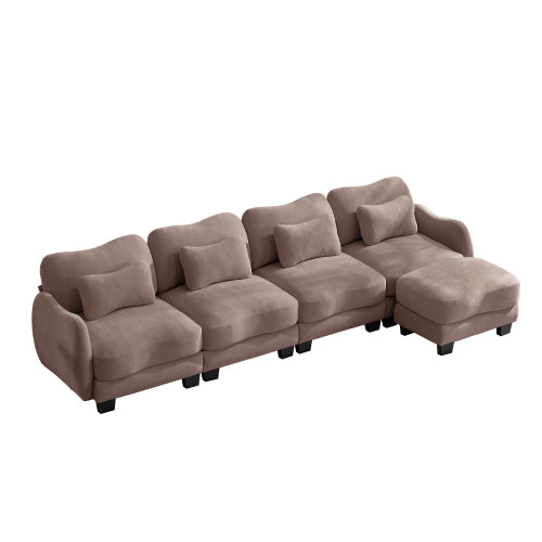 Oversized U-Shaped Chenille Sectional with Dual Movable Ottomans