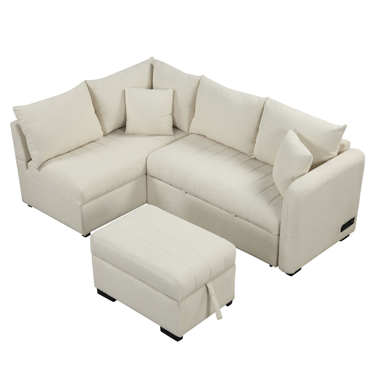Versatile U-Style Sleeper Sectional with Storage, USB Port & Dual Cup Holders