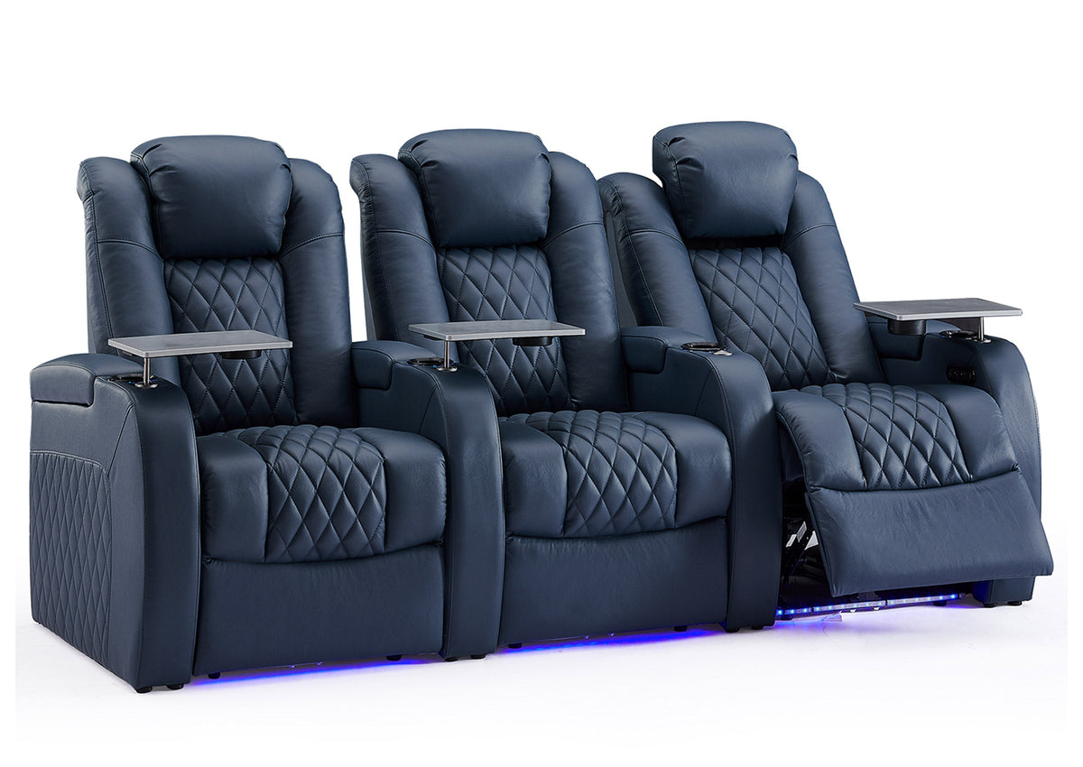 Blue Home Theater Seating | Luxury Series | Recliners