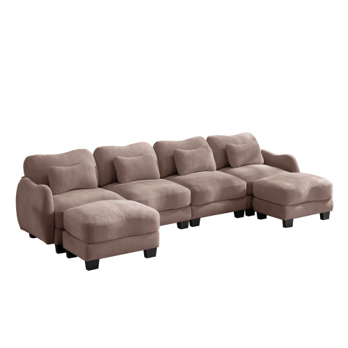 Oversized U-Shaped Chenille Sectional with Dual Movable Ottomans