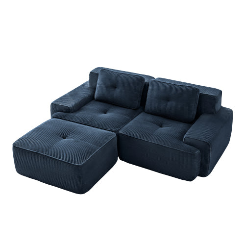 Oversized 6-Seater V-Shaped Corduroy Sectional with Dual Movable Ottomans