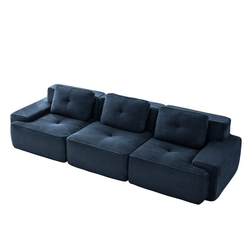 Oversized 6-Seater V-Shaped Corduroy Sectional with Dual Movable Ottomans