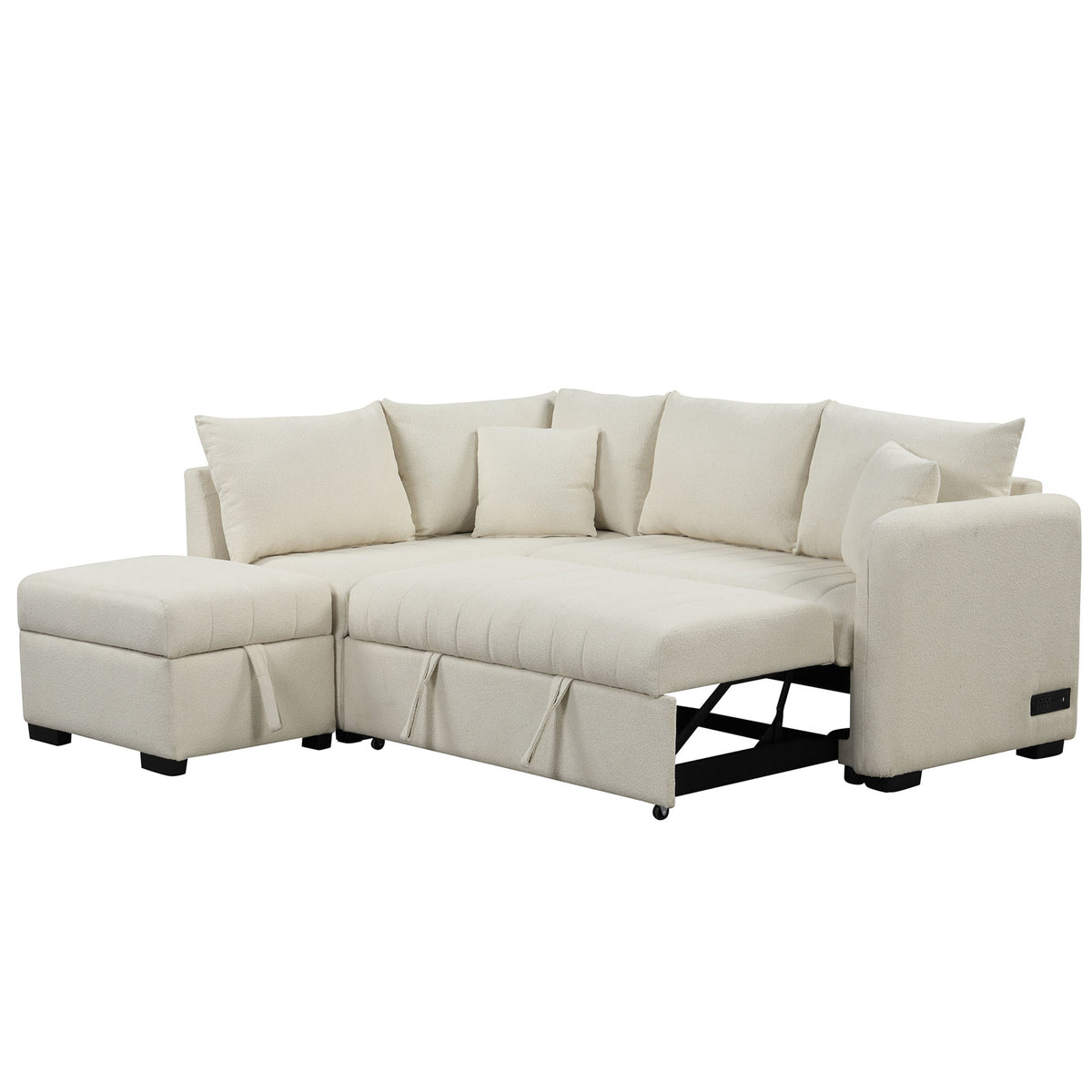 Versatile U-Style Sleeper Sectional with Storage, USB Port & Dual Cup Holders